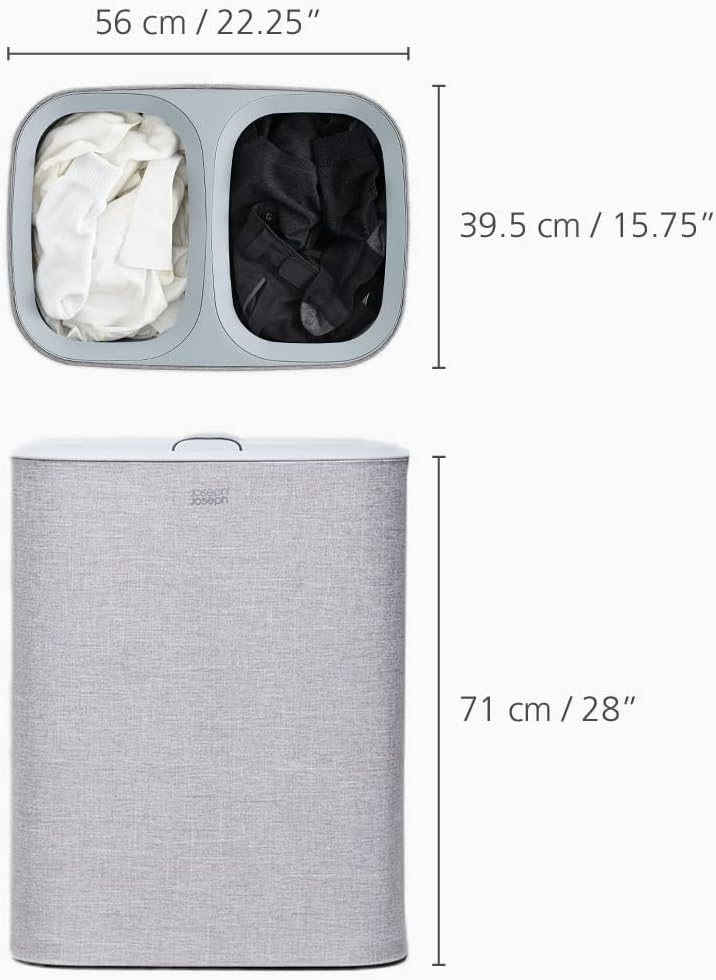 Joseph Joseph Tota 100L Wäschekorb mit 2 Fächern und Wäschesäcken Grau – Ansicht 5