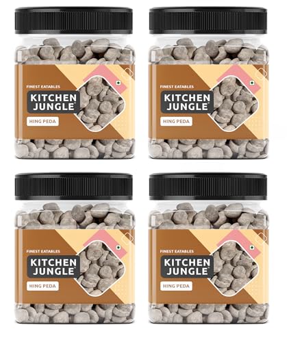 Image of KITCHEN JUNGLE Hing Peda Digestive Churan Goli | After Meal Mouth Freshener Candy | Traditional Pachak Tablets | Hing Flavored Candy | Travel Friendly Jar Pack (350g Pack 4)
