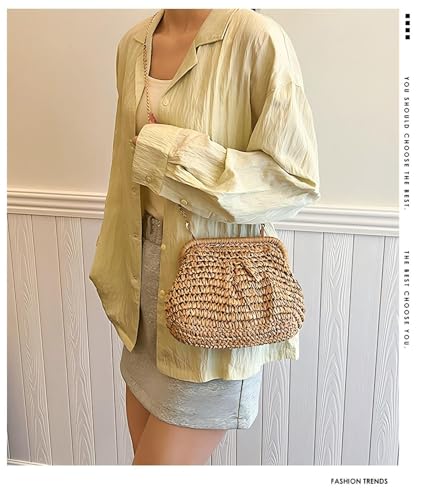 Image of Amszke Straw Purse for Women, Beach Bag Summer Woven Clutch Purses, Cloud Crossbody Shoulder Bags Spring Handbag 2026