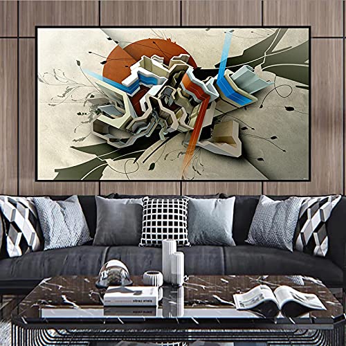 Impression toile moderne de peinture graffiti et art mural abstrait 55x95