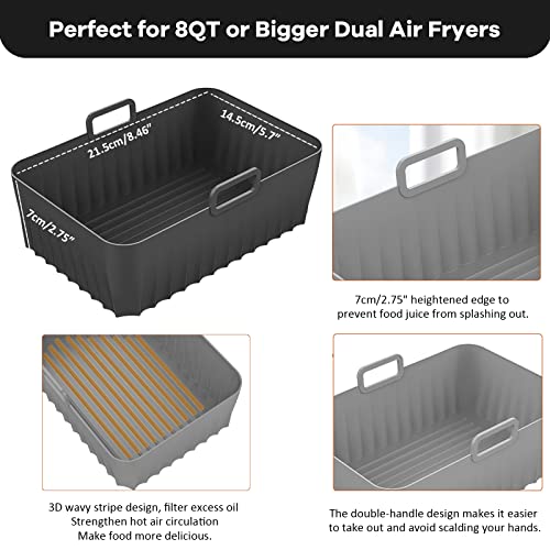 2 Pcs Airfryer Silikonform für Ninja AF400EU AF300EU 9.5L, Airfryer Zubehör für Ninja Foodi Max Dual Zone, Air Fryer Accessories für Innsky, Princess Heißluftfritteuse – Bild 4