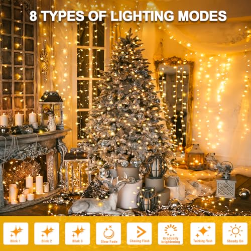 210 LEDs Warm White LED String Lights – 70FT Transparent Wire, Waterproof & Connectable Christmas Tree Lights for Indoor Outdoor Holiday Décor - Image 4