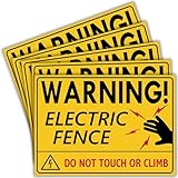 Berpahome (5 Pack) Electric Fence Warning Signs, 7 x 5 Inches, 120 Mil Plastic, UV Protected, Weather Resistant, Waterproof, Durable Ink, Easy To Mount