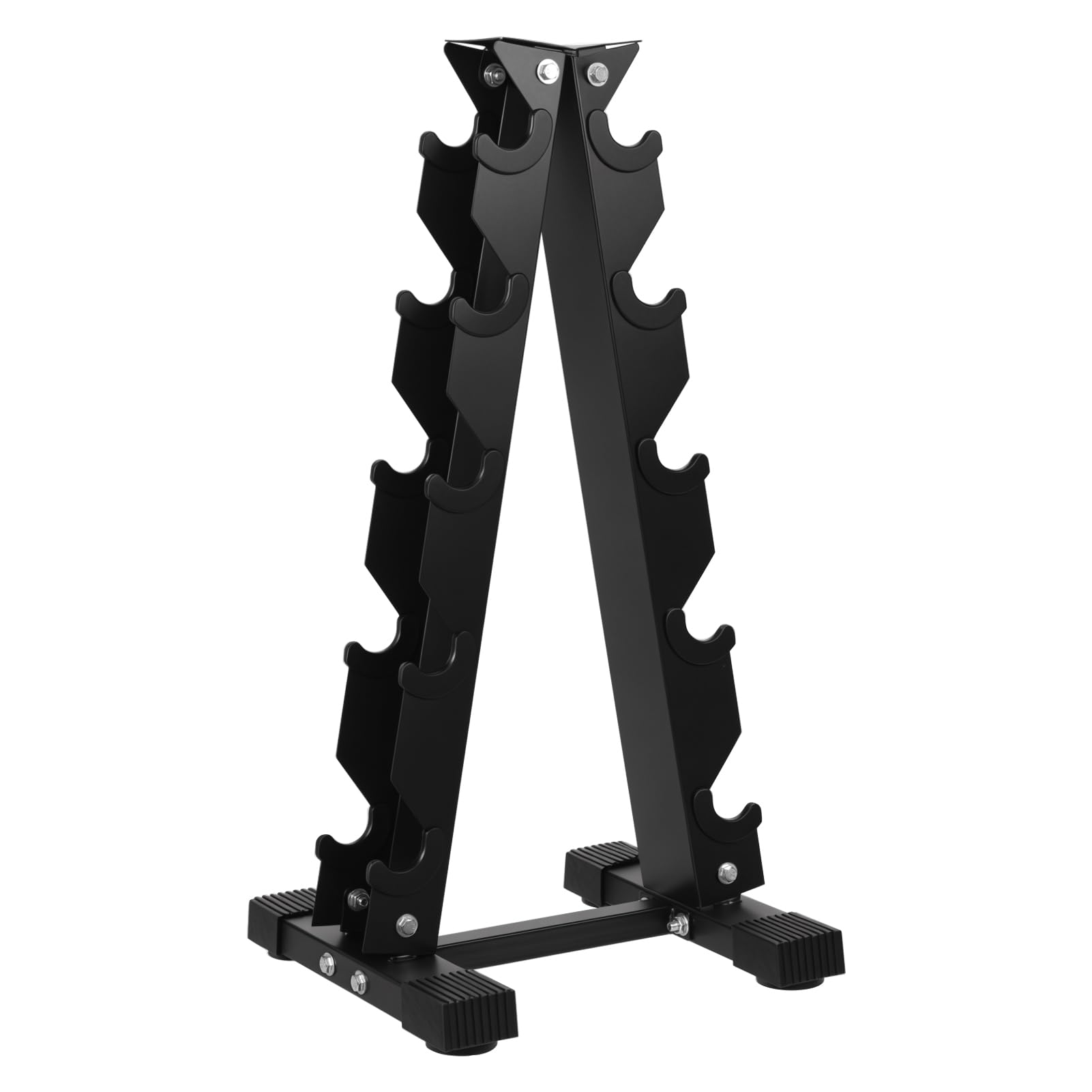 Reheyre Supporto per manubri resistente, supporto per pesi in acciaio a 5 o 6 livelli, supporto per alberi per manubri con telaio ad A, organizer compatto per casa e palestra, base antiscivolo, design