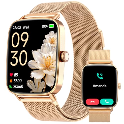Smartwatch Damen, 1.85" Smart Watch mit Telefonfunktion, Fitnessuhr Damen mit Pulsuhr Schlafmonitor SpO2, 110+ Sportmodi Schrittzähler Uhr… – Ansicht 1