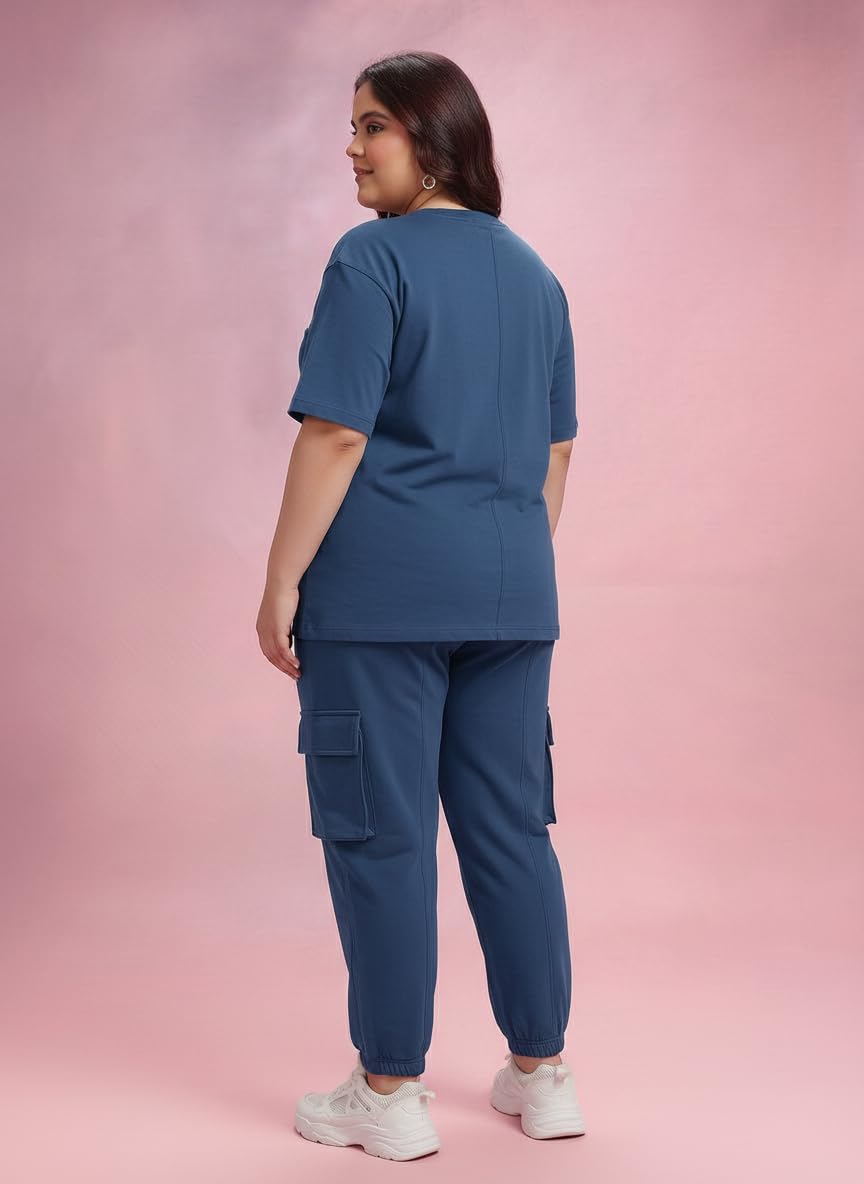 Kepa Plus Size Summer Co Ord Set for Women | Top and Lower with Stretchable Waistband | Stylish Airport Outfit for Women | Western Track Suit Co-Ord Set for Casual Wear 1