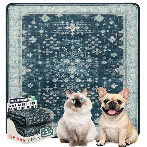 Image of PUPIBOO Washable Pee Pads for Cats & Dogs - Super Absorbent Reusable Cat Litter Mat & Puppy Training Pad - 100% Waterproof, Leak-Proof & Non-Slip Whelping Pads for Pet Housebreaking