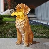 COWOS Solar Dog Statue with Glowing Bone, Resin Outdoor Garden Decor, Weatherproof Pet Memorial or Gift, Beautifully Crafted Outdoor Decorations to Wow Your Guests