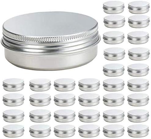 Aluminum Tins, Cadamada 35 Set 2 Oz Food Tins Aluminum Storage Cans Screw Top Round Steel tins Cans with Screw Lid Screw Lid Containers