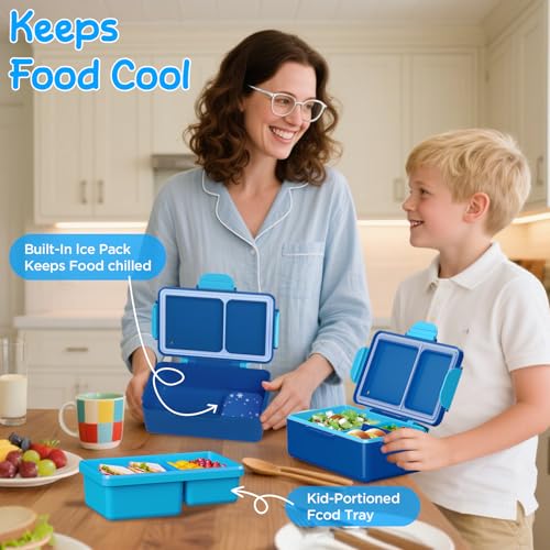 Image of Bento Lunch Box for Kids-3 Compartment Leak Proof Insulated Lunch Container