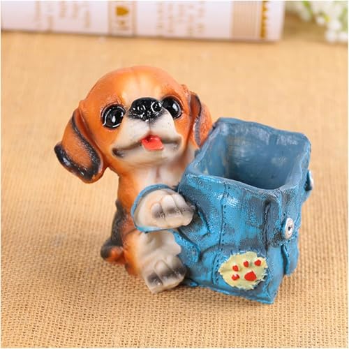 Image of Puppy Pen Holder for Desk - Cartoon Dog Pencil Cup Organizer | Resin Stationery Holder for Kids Study Table | Decorative Desk Storage for Office, School & Home (Without Accessories)