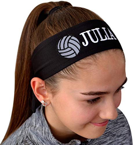 Volleyball TIE Back Moisture Wicking Headband Personalized with The Embroidered Name of Your Choice (Green Tie Back)