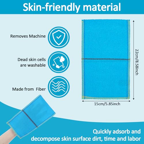 Sibba Korean Exfoliating Mitt 5 Pcs Exfoliator Washcloth Mitt Body Scrub Double Sided Gloves Bath Sponges Cleanser for Shower Spa Deep Bath Massage Dead Cell Remover Loofah Soap - Image 5