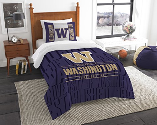 Northwest NCAA Washington Huskies Unisex-Adult Comforter and Sham Set, Twin, Modern Take
