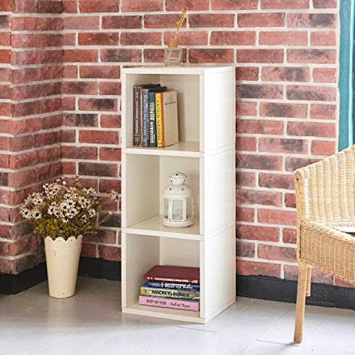 Way Basics Eco Wynwood 3 Cube Bookcase, Storage Shelf, Organizer (Tool-Free Assembly And Uniquely Crafted From Sustainable Non Toxic Zboard Paperboard) White #TOP4