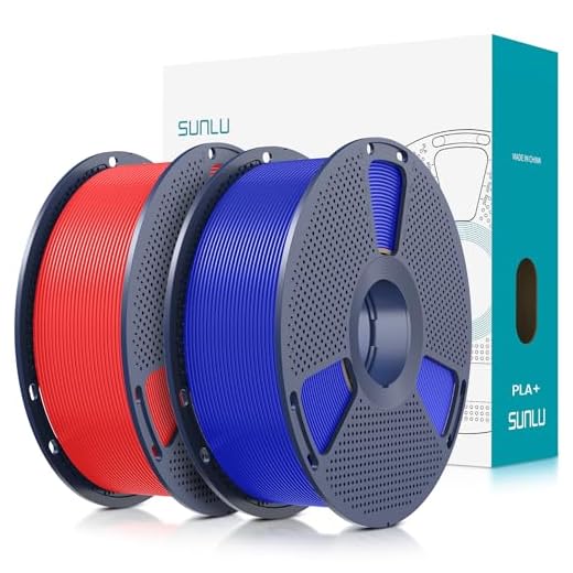 SUNLU 3D Printer Filament PLA Plus 1.75mm 2KG, SUNLU Neatly Wound PLA Filament 1.75mm PRO, PLA+ Filament for Most FDM 3D Printer, Dimensional Accuracy +/- 0.02 mm, 1 kg Spool, 2 Packs, Red+Klein Blue