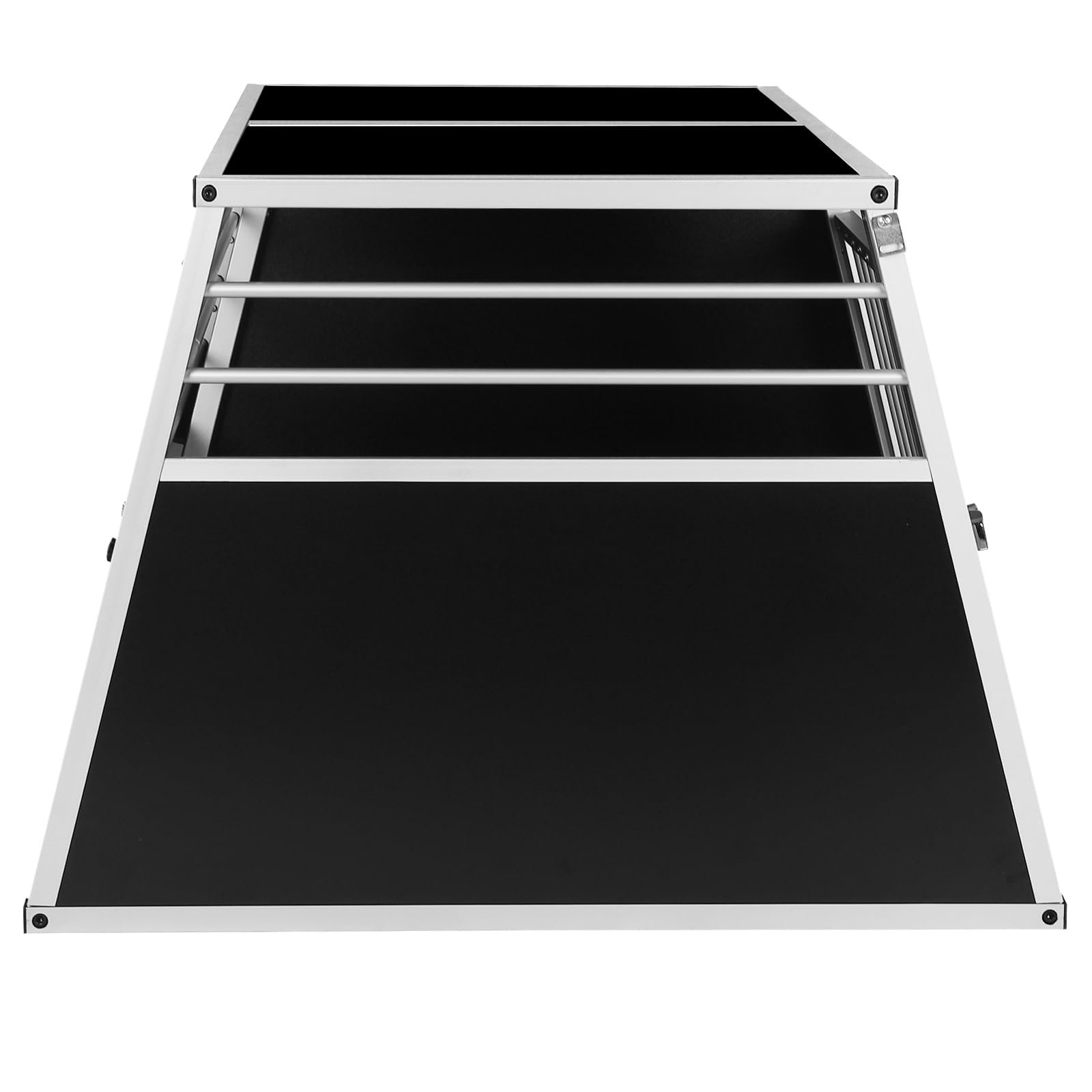 EUGAD Caisse Transport Chien, Cage de Transport pour 2 Chiens Voiture,Caisse de Transport pour Grand Chien Aluminium avec Cloison Séparation Fermeture Sécurité, Cage Transport Solide 97x92x66cm