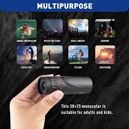 Hdajy Monocular Telescope, Upgrade 30 X 25 Hd Night Vision Monocular For Stargazing, Hunting, Black #TOP4