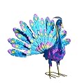BAENRCY Small Peacock Statue Animal Sculpture Garden Decoration Metal Yard Art for Yard Outdoor Decoration (Purple)