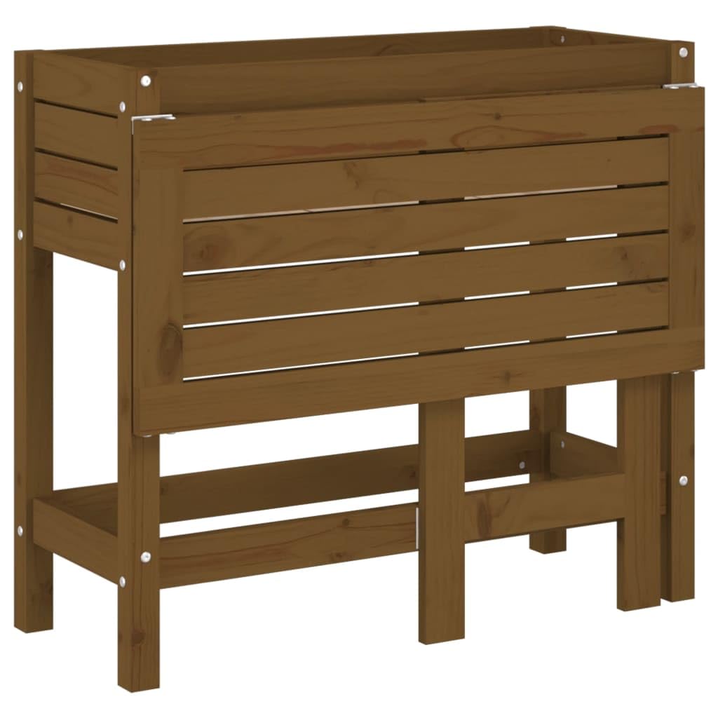 Jardinera con mesa plegable, maceta para plantas, jardinera elevada, jardinera para exteriores, jardinera, macetero, maceta adecuada para oficinas, jardines, restaurantes, cafés, marrón miel, madera