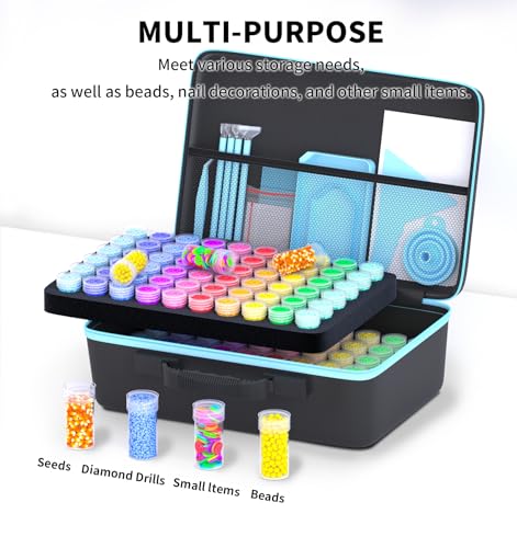 Image of VANSUNS Diamond Painting Storage Containers Kits, Thickened Waterproof Portable Bead Storage Boxes for Diamond Painting Accessories and Tools, 120 Round Bottles