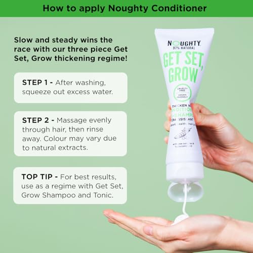 Noughty 97% Natural Get Set Grow Hair Thickening Conditioner to Optimise Scalp Health, Stimulate Roots and Promote Hair Growth, with Organic Garden Pea Sprouts and Green Robusta Coffee Beans, 250ml - Image 8