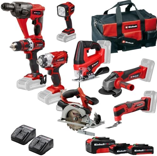 Einhell Pack 7 outils sans fil - Power X-Change (Meuleuse, Perfor...