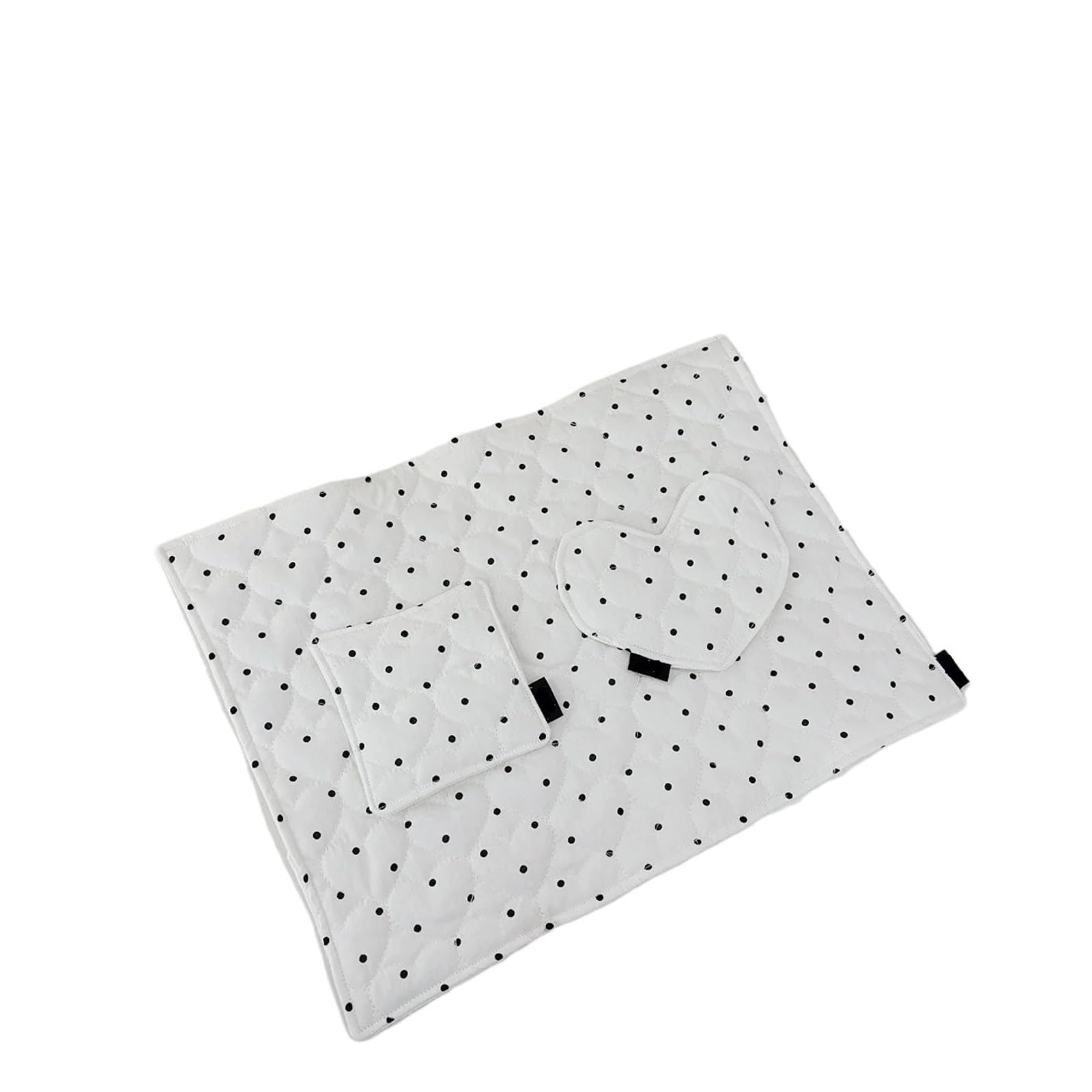 Tapis de Table en Pur Coton, Noir et Blanc, à Pois, cœur matelassé, Dessous Verre décoratif, Nappe Manger(E)