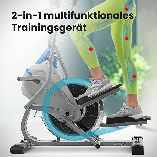 Hop-Sport Cross Stepper für zuhause HS-400B Icon - 2-in-1 Crosstrainer und Stepper mit Trainingscomputer - innovatives Trainingsgerät verbindet das Stepper- und Crosstrainer-Training – Bild 5