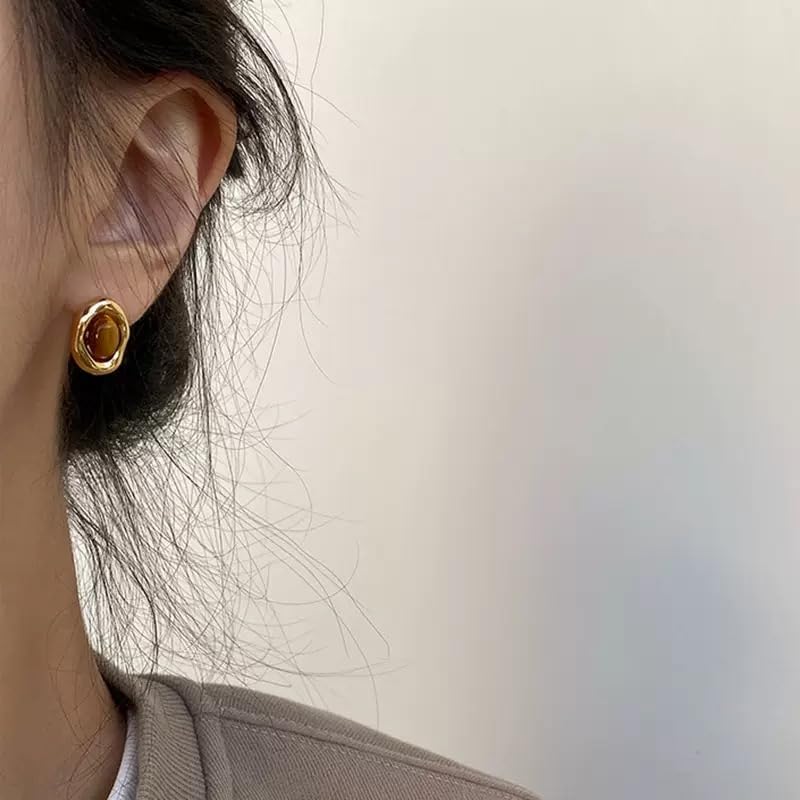 Gold Sliver Plated Chunky Knot Geometric Drop Dangle Twisted Link Stud Earrings for Women Trendy Circle Jewelry - Image 3