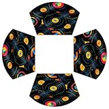 TropicalLife Tischsets für runde Tische, 4 Stück, Keil-Tischsets, PVC, wasserdicht, hitzebeständig, Musikaufzeichnung, CD, Küche, Esszimmer, Dekor