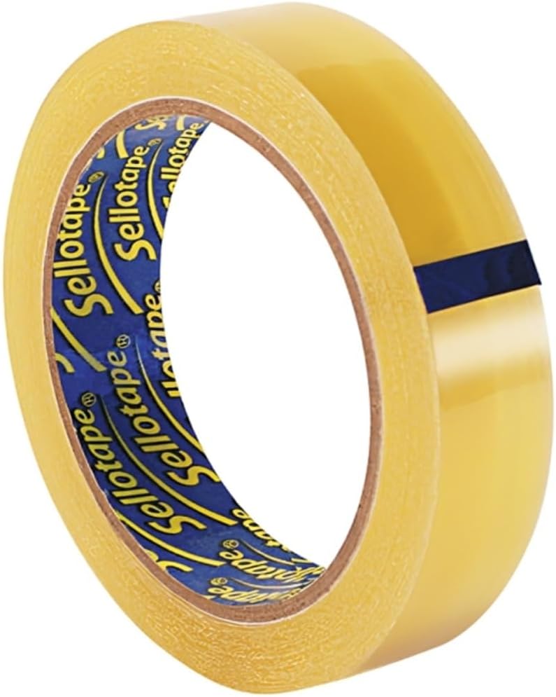 Sellotape 18mm x 25m Original Golden Tape premium, strong, tear by hand tape ideal for office, school projects, art work, bonding of paper or card, wrapping presents, sealing lightweight boxes