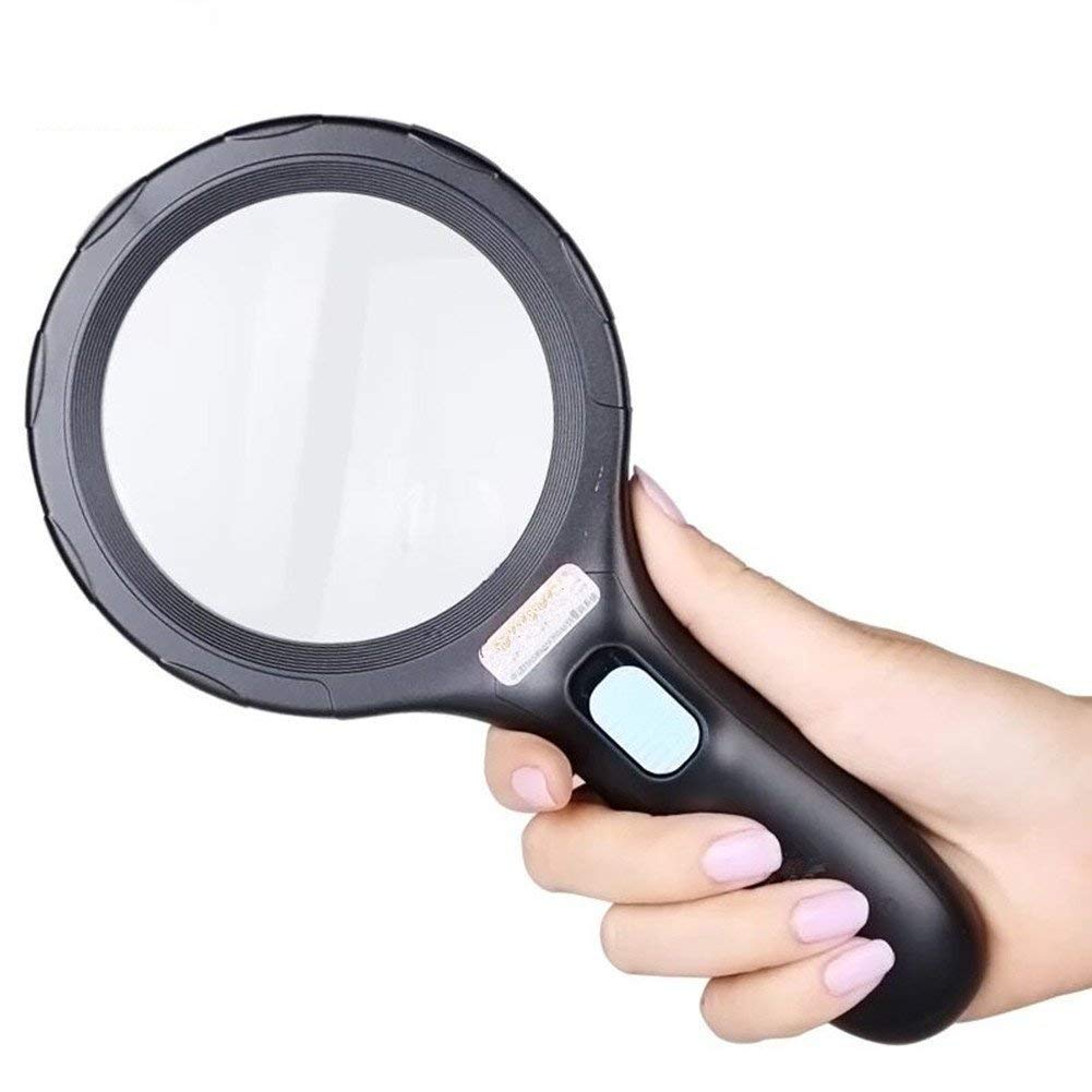 Lupa de Mano con luz LED, Aumento de 10 x 5 x, diámetro de Lente óptica de 90 mm, para Ancianos y Ancianos, Lectura de periódicos, Manualidades, reparación de lupas Learned extensively
