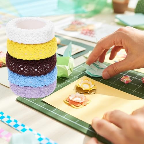 Cinta de encaje autoadhesiva PRETYZOOM para decorar scrapbooking sin usar pegamento líquido 7