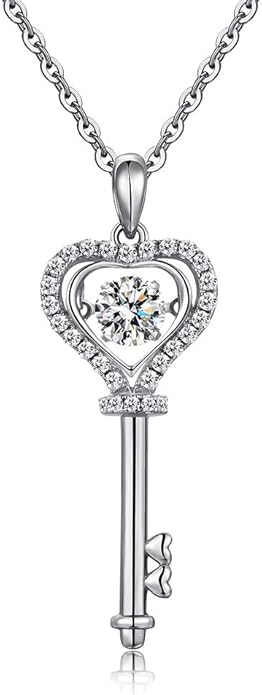 Amazon.com: Han Han 925 Sterling Silver Heart Key Pendant