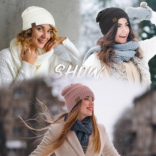 Image of Durio Winter Hats for Women Cable Knit Beanie Soft Womens Beanies Thick Winter Hat
