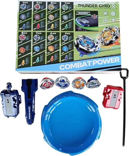 Image of Bestie Toys 4D Metal Fusion Clash of Tornado Speed Top Stadium Battle with 4 Beys&2 Launchers(Multicolor Color Stadium As per Stock) (Stadium with X Series 4top and Launcher)