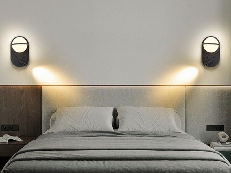 Image of Modern Gold LED Wall Lamp with Adjustable Spotlight Versatile Lighting for Living Room, Bedroom & Bedside|Cool White, Warm White, Natural White|Black