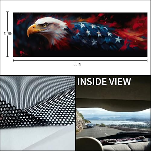 Image of Rear Window Decals for Trucks - 65x17.3 in Back Window American Flag Decals Fit Most Pickup Trucks SUV, Vinyl Back Window Decal Truck Rear Window Graphics for Personalized