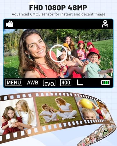 Image of Ultra Thin 48MP Digital Camera for Kids, 16X Zoom, FHD 1080P Anti-Shake, Compact & Portable Point-and-Shoot Camera for Children, Teens, and Students with 32GB SD Card