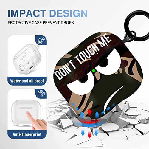 Image of for Airpods 3 Case 2021, Don't Touch Me for Airpods Cover with Keychain /Lanyard Soft Cute Shockproof Cover for Women Men Compatible with for Airpods 3 Charging Case,Brown