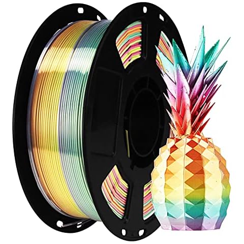 BBLIFE Silk Shiny Multi Color Fast Change Rainbow PLA Filament, 1kg 2.2lbs 1.75mm 3D Printing Material, Widely Support for FDM 3D Printer, Easy to Print Cover