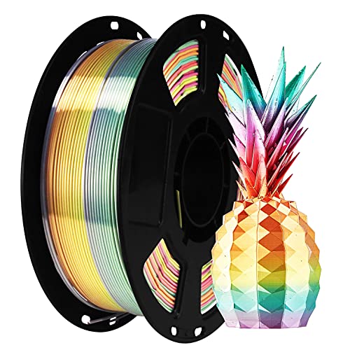 Image of BBLIFE Silk Shiny Multi Color Fast Change Rainbow PLA Filament, 1kg 2.2lbs 1.75mm 3D Printing Material, Widely Support for FDM 3D Printer, Easy to Print
