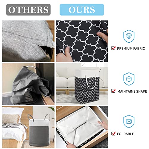Homehacks Laundry Baskets, Laundry Hamper With Long Handles, Collapsible Waterproof Clothes Hamper, Durable Tall Laundry Bin, Clothes Hamper For Bedroom, Bathroom, Dorm, Toys, 75L, 3-Pack, Black #TOP3