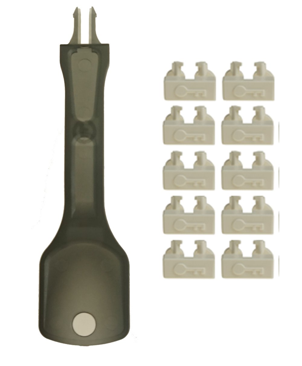 NTW NL-LCPBK10-WH Net-Lock Locking LC Port/Dust Blocker with Black Removal Tool, White, 10 + 1 Key