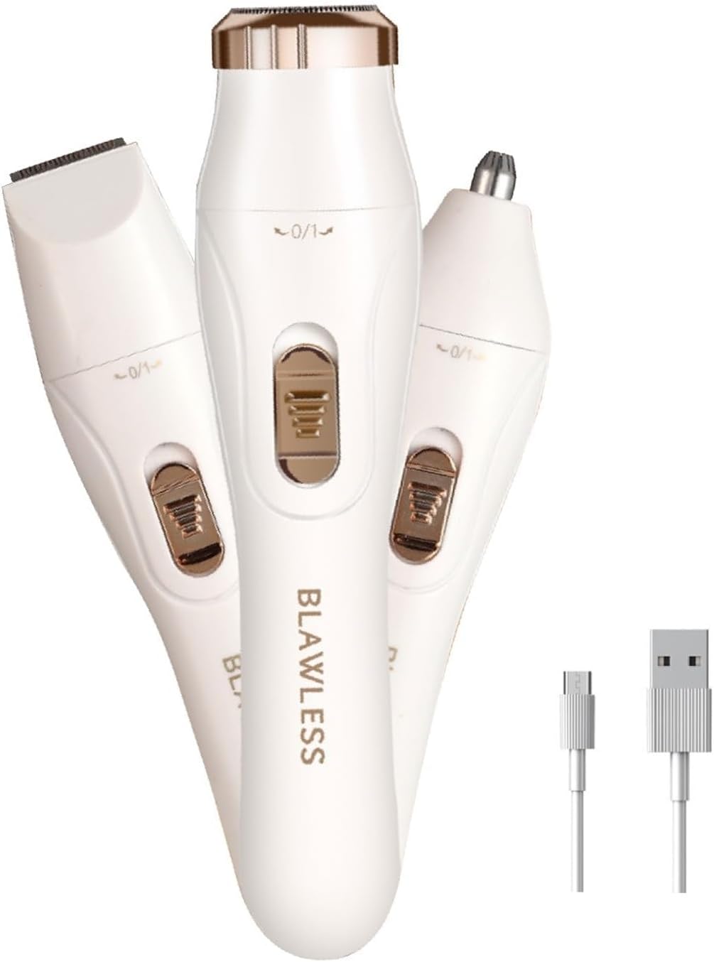 3 in 1 Facial Hair Removal for Women – Rechargeable Eyebrow & Nose Hair Trimmer, Electric Face Razor for Sensitive Skin, Upper Lip, Bikini, Underarm, Legs