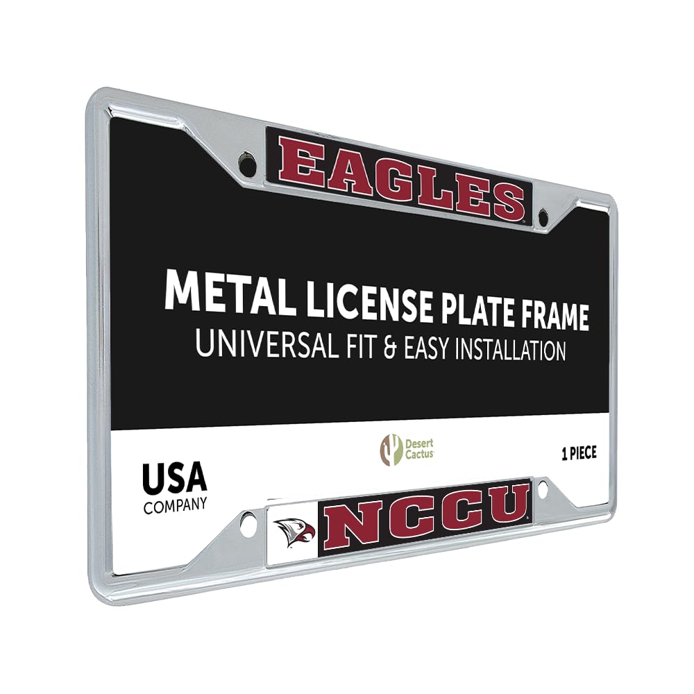 Desert Cactus North Carolina Central University Eagles Car Accessories Metal License Plate Frame and Tag Holder for Front