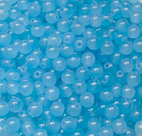 200PCS Glass Beads 8mm Glass Beads for Bracelets Necklaces Jewelry Making DIY Crafts (Light Sky Blue)