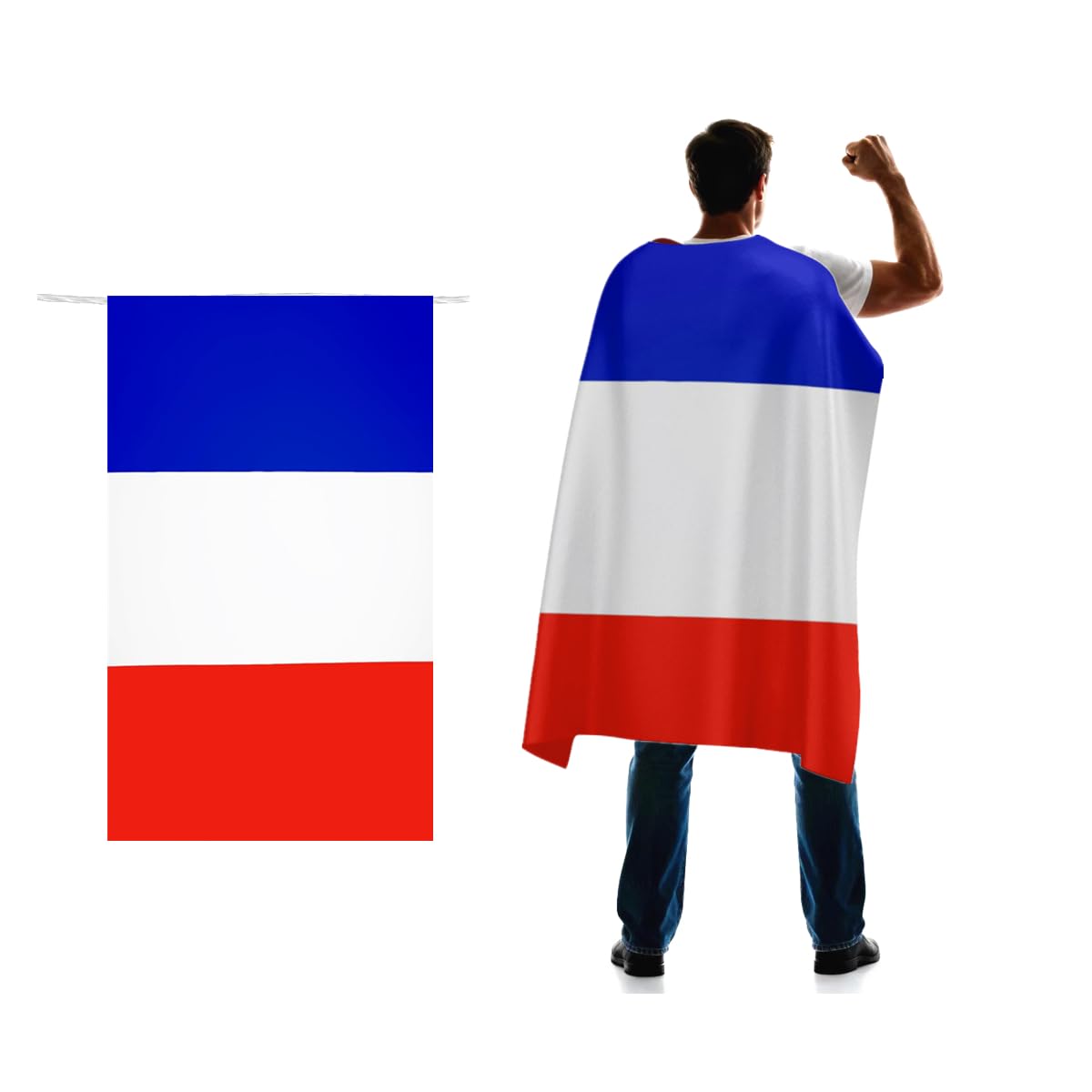 France Flag Cape 3x5 FT for Independence Day Holiday Costumes Celebrati,150D Premium Polyester,French National Patriotic Flags Costume Cloak.