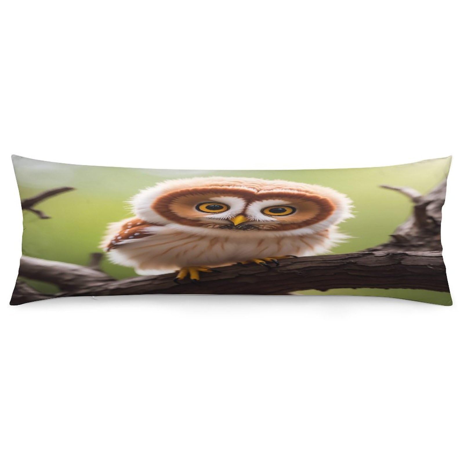 Real Cute Owls Pillowcase Decorative Body Pillow Cover Soft Full Long Pillow Case Breathable Large Body Pillowcase Cute Cozy Pillow Sham for Bed Couch Sofa 18.9 X 53 Inch